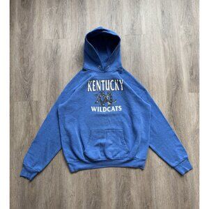 Rare Vintage 90s NCAA Kentucky Wildcats Basketball Blue Hoodie XL USA Made Promo